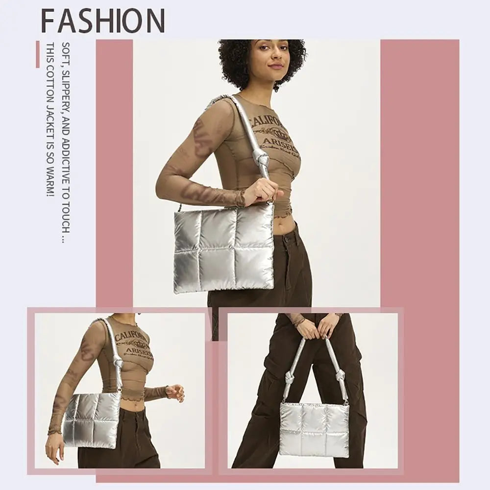 Trendy Puffy Cotton Laptop Bag 14 Inch — Waterproof, Shockproof Sleeve with Shoulder Strap for MacBook, Lenovo, Huawei