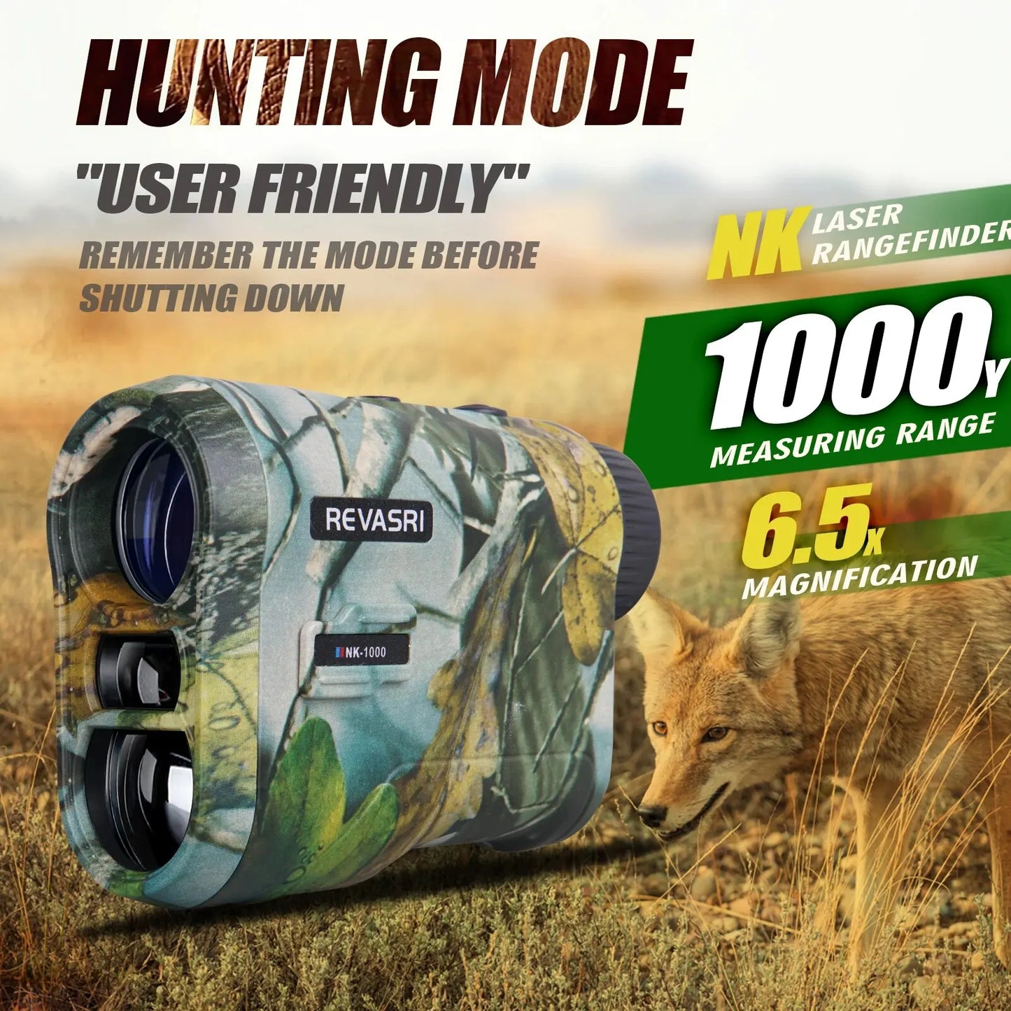 REVASRI Hunting Laser Rangefinder – 1000 Yards, Rechargeable Battery, Target Acquisition Tech