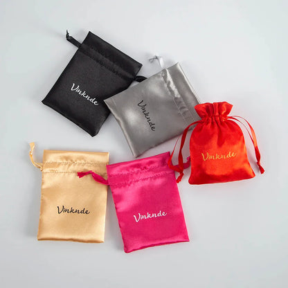 100PCS Silk Satin Jewelry Gift Bags – Drawstring Pouches for Necklace, Bracelet & Earrings, Wedding Party Favor & Christmas Gift Packaging, Custom Logo Ready