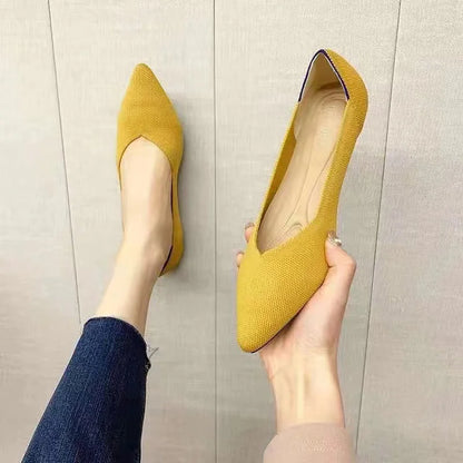 Women’s Knitted Elastic Flat Shoes Plus Size 42–43 – Soft Comfortable Slip-On Flats for Spring & Autumn
