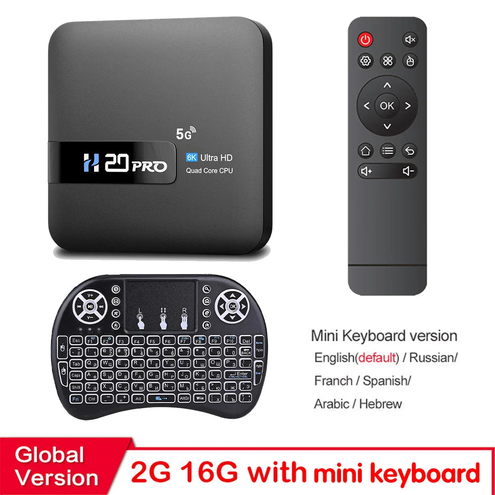 H20PRO Smart Android TV Box – Android 10.0, 16GB, Dual WiFi 2.4&5G, 4K/1080P Media Player with Play Store