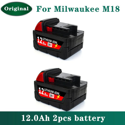 Original Milwaukee M18 18V 12000mAh Power Tool Battery – Includes Charger, BR, XC, M18B5, 48-11-1860, Built-in 21700 Battery