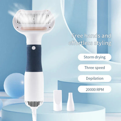 3-in-1 Pet Dryer - Quiet Dog Hair Dryer with Comb Brush | Low Noise, Adjustable Temperature for Cats & Dogs