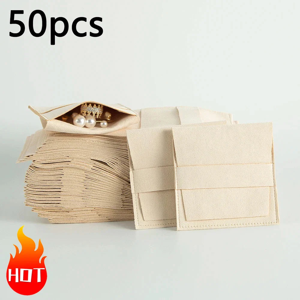 Microfiber Velvet Jewelry Pouch – 1/10/50pcs Gift Bags for Earrings, Necklaces & Wedding Packaging