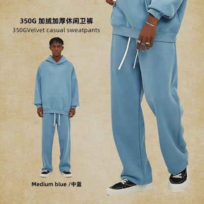 Straight-Lined Solid Color Cashmere Sweatpants – Soft Cozy Lounge Pants