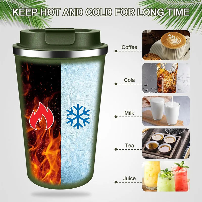 510ml Stainless Steel Coffee Mug – Double-Walled Insulated, Intelligent Digital Display, Leak-Proof Cup for Keeping Hot or Cold