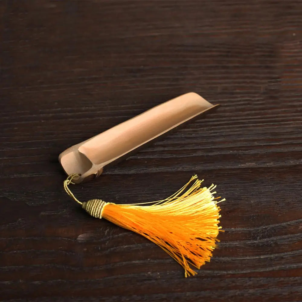 Japanese-Style Natural Bamboo Rattan Tea Scoop – Tea Shovel, Leaves Chooser, Honey & Coffee Spoon, High-Quality Holder