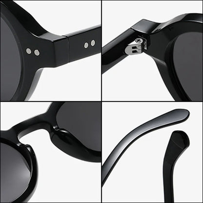 SO&EI Retro Polarized Sunglasses - Round Fashion Shades with Rivet Decor, UV400 Protection & Leopard Punk Style for Women & Men