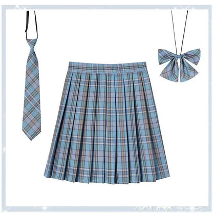 Women’s Plaid Pleated Skirt with Bowtie – XS-5XL Harajuku Preppy Mini Japanese School Uniform, Summer Kawaii Jupe