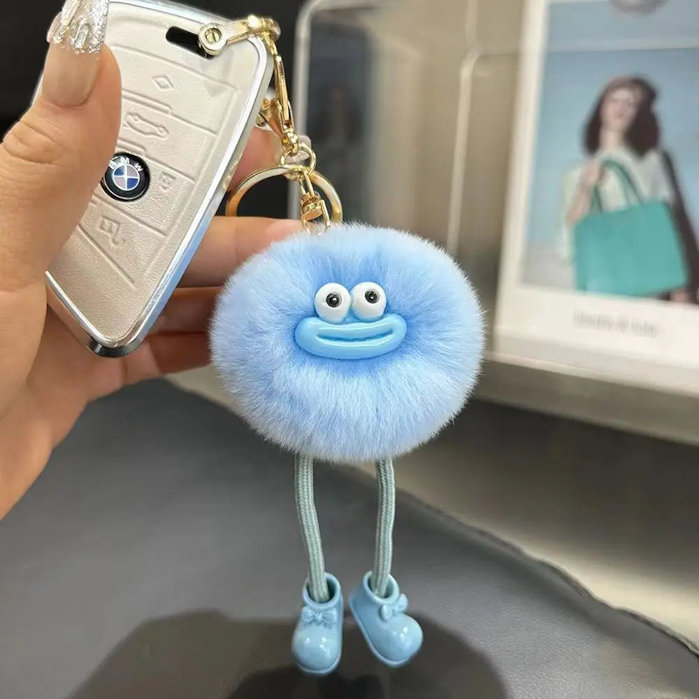 Cute Big Eyes Plush Keychain – Cartoon Briquettes Car & Bag Pendant Style