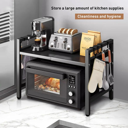 Expandable 42-64cm Microwave Shelf Organizer - Moisture & Rust Proof Countertop Organizer for Tableware Storage