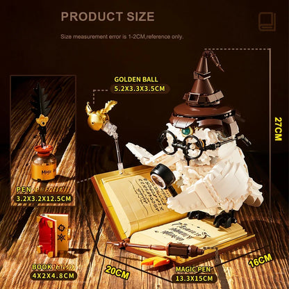 Magical World Owl Doctor Building Blocks — Magic Book & Light Animal Bird Model Toy for Boys, Kids’ Assembly & Christmas Gift