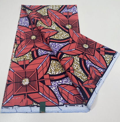 African Real Print Ankara Wax Fabric - Soft 100% Cotton Pagne 6 Yards