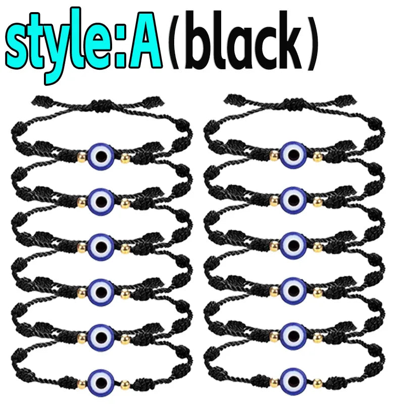 2/10PCS Lucky Red Rope Evil Eye Bracelets – Handmade Protective Wristbands for Men & Women