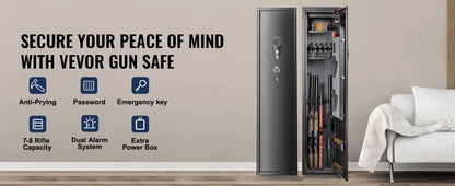 SucceBuy 3-8 Gun Safe – Digital Keypad Lock Cabinet with Removable Shelf for Rifles & Pistols
