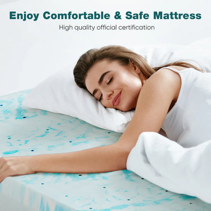2-3 Inch Gel Memory Foam Mattress Topper - Full Size Cooling, Soft, and Breathable Bed Topper for School Bedroom