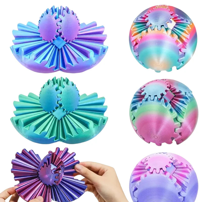 3D Printed Gear Ball Fidget Toy - Spinning Stress Relief Desk Toy for Kids & Adults