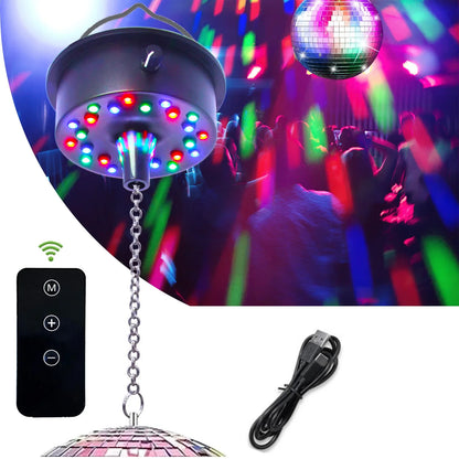 Remote Control Disco Ball Motor - Adjustable 5RPM-10RPM Rotating Mirror Ball Spinner with Plug or Battery Power