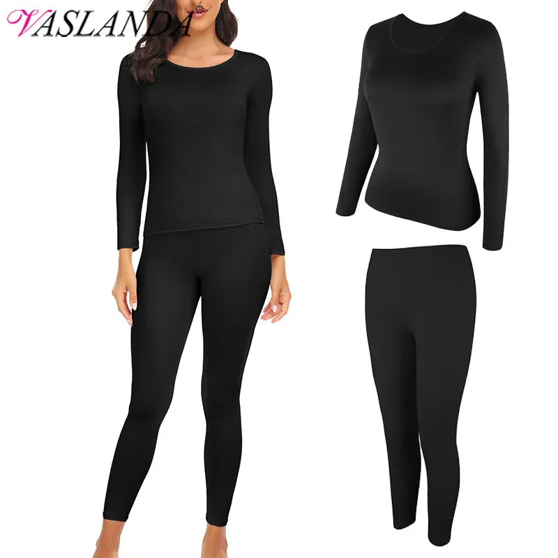 Winter Women's Thermal Underwear Set: Long-Sleeved Top and Trousers - Warm Lingerie 2-Piece Seamless Long Johns