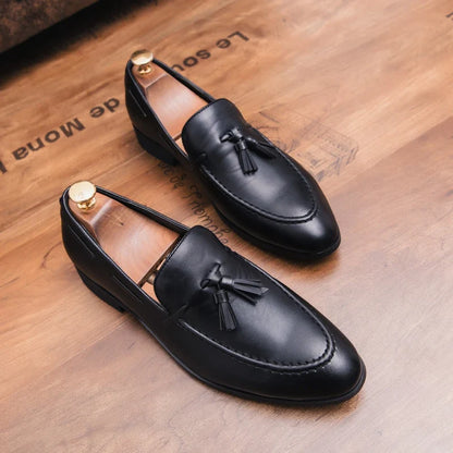 Men’s Formal Leather Loafers - Comfortable Tassel Business & Casual Dress Shoes