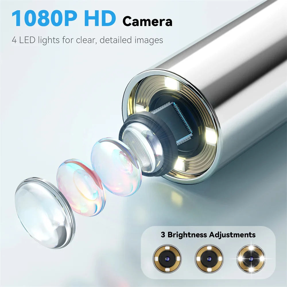 5-in-1 Smart Ear Camera with Screen – 1080P HD Earwax Removal Kit with Ear Picks, 6 Tips & 12 Extra Inspection Heads