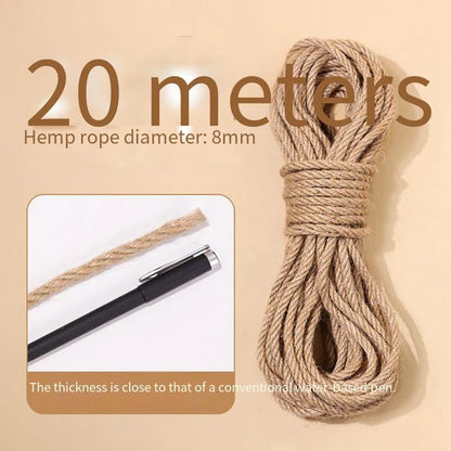 Natural Sisal Rope for Cat Scratchers – 20/50M, 4/6/8MM DIY Toy, Scratching Post & Furniture Protector