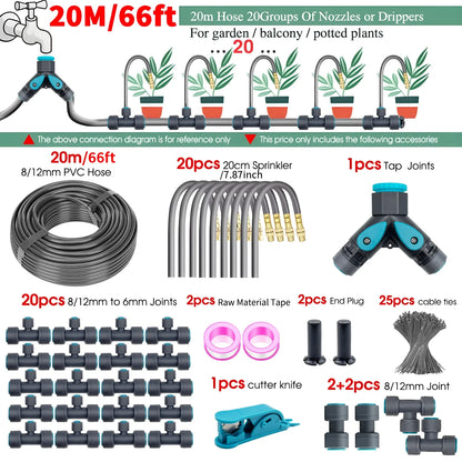 Adjustable Brass Fogging Spray Kit – 3/8" Flexible PE Hose Quick Connect Cooling & Dusting Garden Watering System