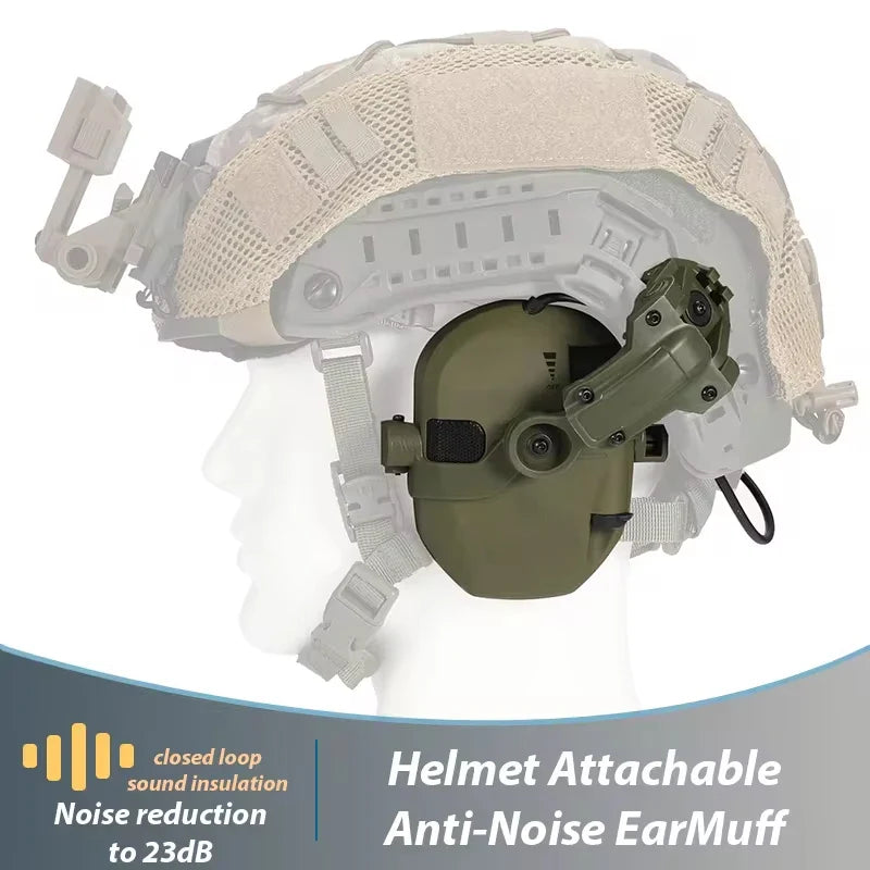 Active Helmet Mounted Earmuffs – Electronic Hearing Protection, Noise Reduction Headphones for Shooting & Hunting