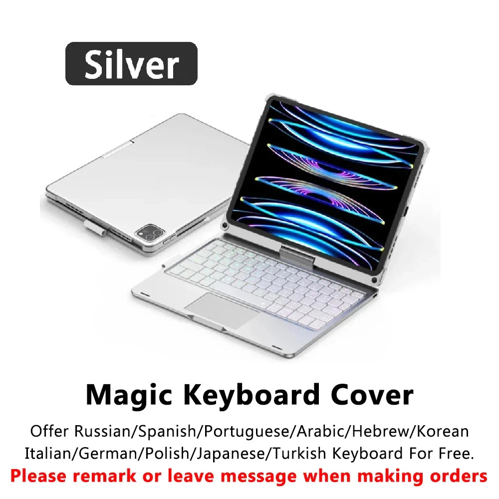 Magic Keyboard Case for iPad Air & Pro – Backlit Keyboard Cover for 11" & 12.9" (2024 M2, 7th-10th Gen)