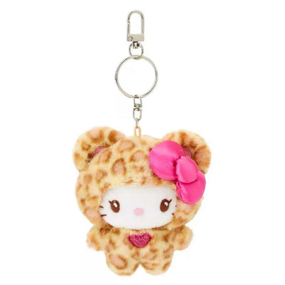 Sanrio Leopard Print Bear Hello Kitty Keychain – Plush Doll Pendant, Cartoon Kitty Cat Bag Decoration, Perfect Gift