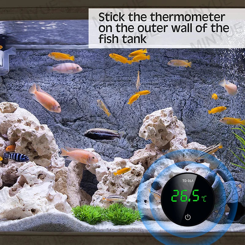 MINYUE LCD Digital Aquarium Thermometer – High Precision External Fish Tank Thermometer with Type-C Charging (-9.9 to 50℃)