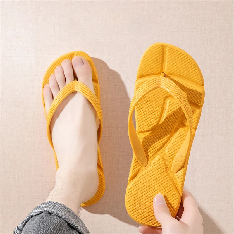 Men’s Black Massage Flip Flops – Big Size 50 Non-Slip Casual Beach Slides, Fashion Comfort Slippers for Outdoor & Home Use