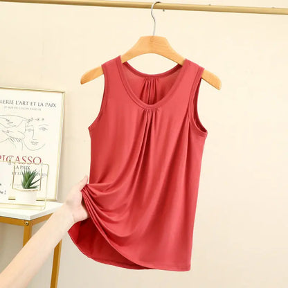 Women’s Plus Size Modal Tank Top - Loose Fold Sleeveless Summer Vest Shirt XL-6XL Casual Homewear