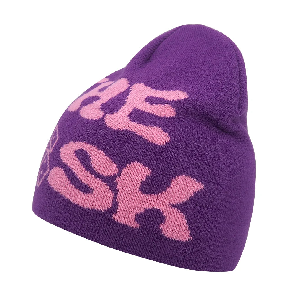 Y2K Letter Knitted Beanie Cap – Unisex Winter Autumn Warm Ski Skullcap, Hip Hop Streetwear Ear Cover Hat for Men & Women
