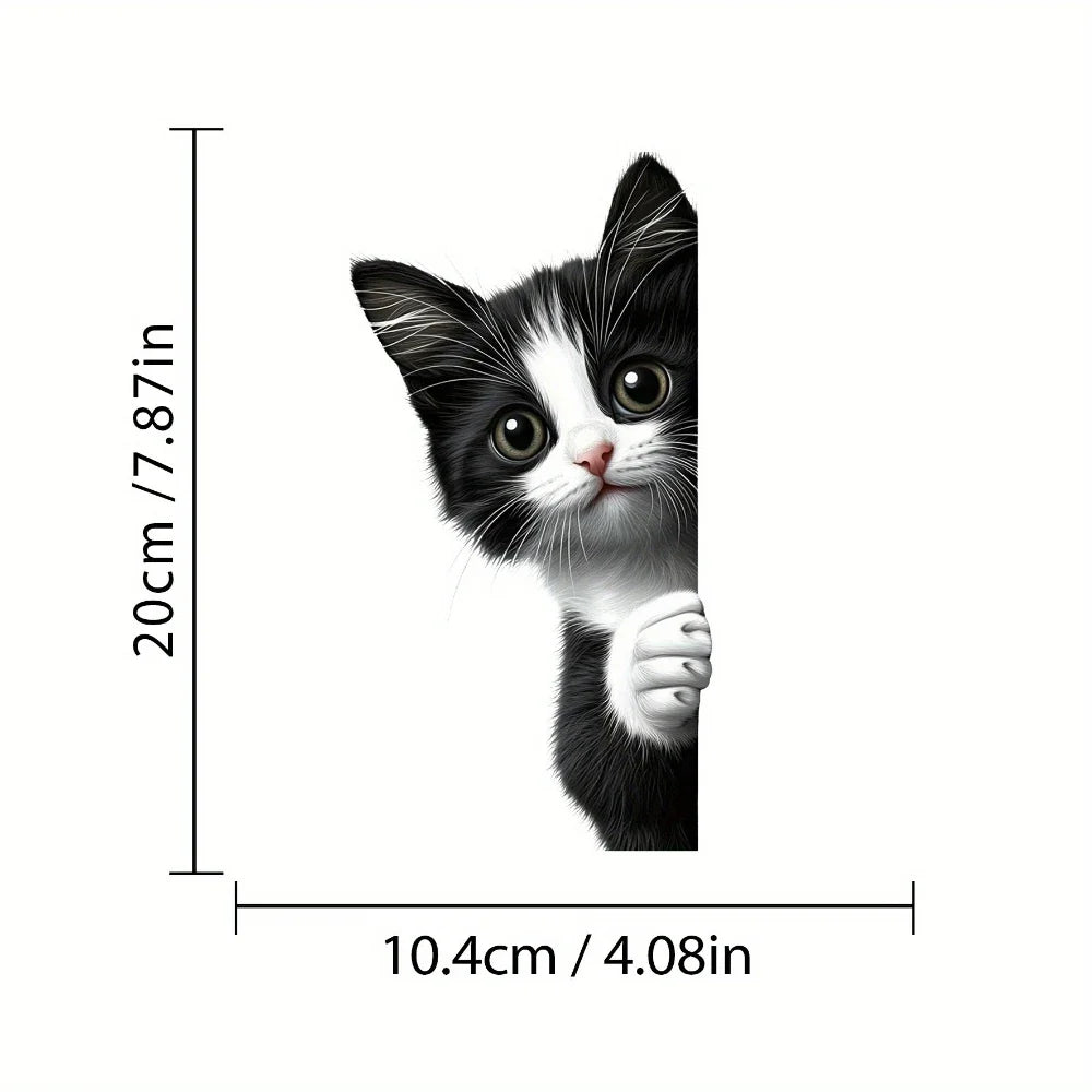 Peeking Cat Car Stickers - Waterproof Cartoon Vinyl Decals for Windows, Motorcycles & Vehicles
