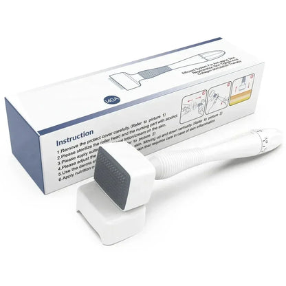 140A Derma Stamp Microneedling Face Roller – Adjustable Titanium Needle for Skincare, Beard Growth & Scalp Hair Treatment