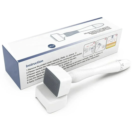 140A Derma Stamp Microneedling Face Roller – Adjustable Titanium Needle for Skincare, Beard Growth & Scalp Hair Treatment