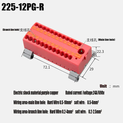 Push-In Modular Wire Connector Terminal Block – Compact 1-In Multiple-Out Splicing Lighting Connector, 225 Series (1Pc)