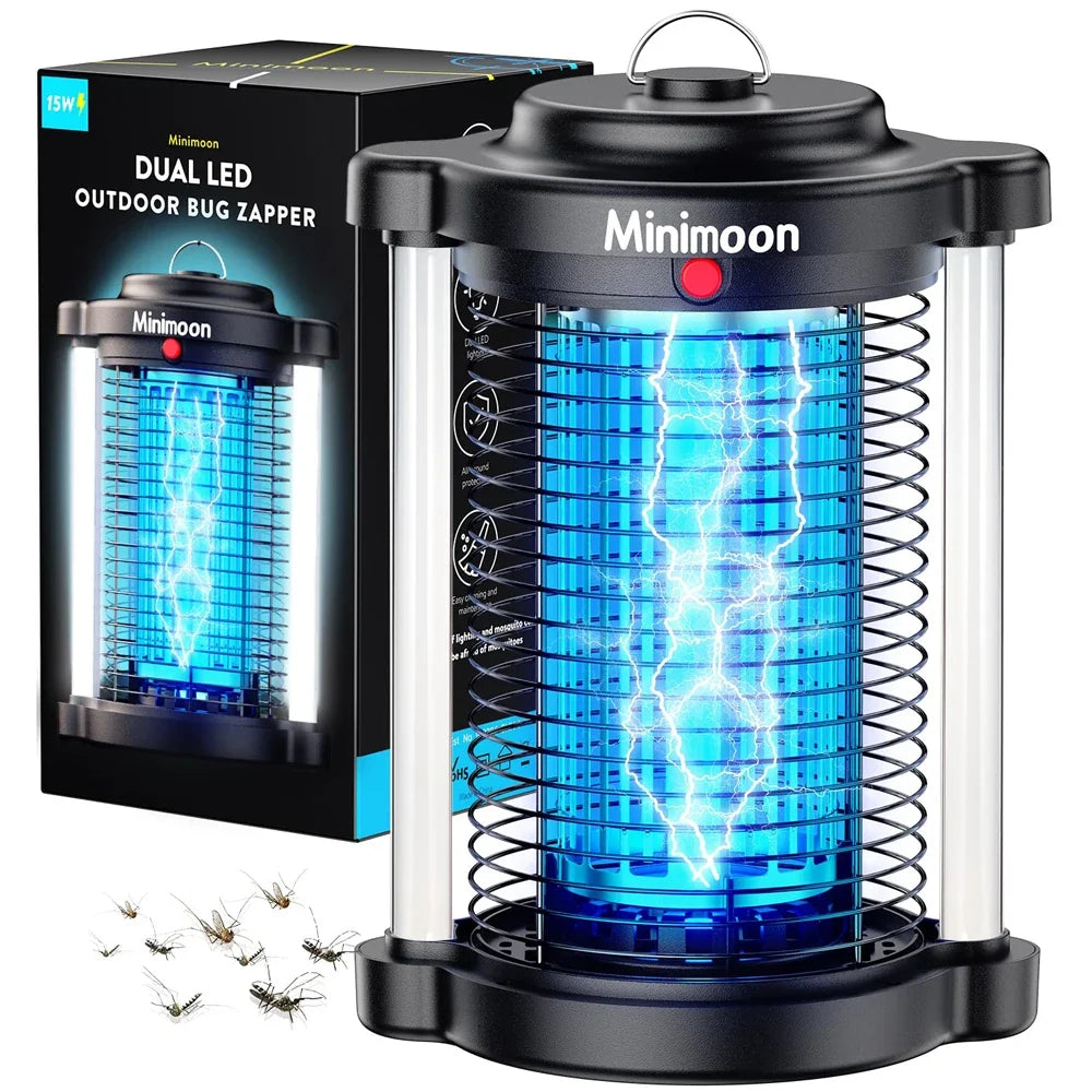 Minimoon Bug Zapper - 4200V Outdoor Electric Mosquito & Fly Trap with Dual LED Light