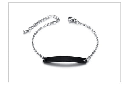 Elegant Personalized ID Bar Bracelet – 5mm Stainless Steel Link Chain for Women with Custom Name or Quote