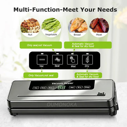 Portable Vacuum Sealer for Food Storage – Kitchen Gadget Air Compressor Plastic Bag Sealer Vacuum Packaging Machine for Home Use