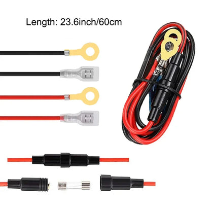 USB Car Charger Socket Cable 60cm Cigarette Lighter Wiring Harness with 10A Fuse for Car, Marine, Motorcycle, ATV & RV Power Upgrade Cable