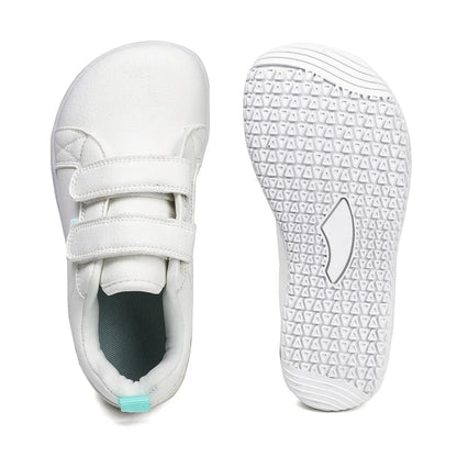 Kids Barefoot Shoes – Wide Toe Minimalist Sneakers for Boys & Girls, Lightweight Artificial Leather Walking Flats with Hook & Loop Closure