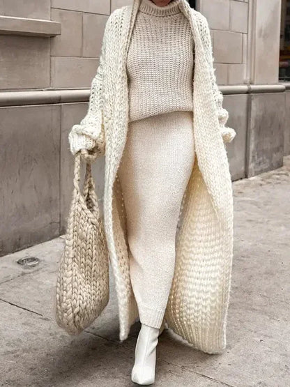 Loose Knitted Cardigan for Women 2025 – Autumn & Winter Streetwear, Spring Elegant Long Outerwear, Maxi Y2K Sweater Long Coat, Soft Jackets