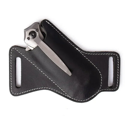 Leather Folding Knife Sheath – Anti-Scratch Waist Belt Clip Pocket Knife Storage Holder for Camping & Outdoor EDC Tools