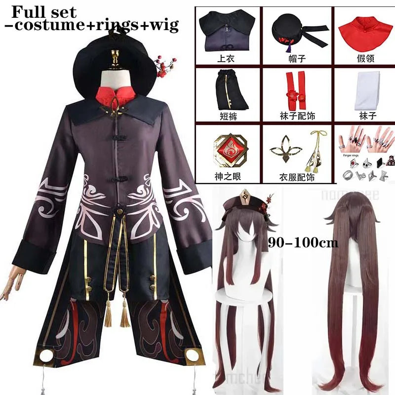 Hu Tao Cosplay Costume for Women — Anime Halloween Outfit, Adult Hu Tao Dress & Accessories