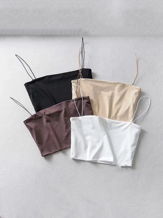 Women’s Summer Crop Tank Top — Sleeveless Elastic Cotton Camisole