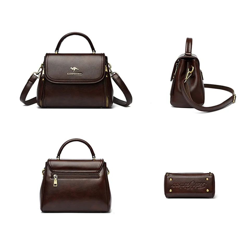 Women’s Soft Leather Top-Handle Bag – Luxury Shoulder Messenger Handbag & High-Quality Purse