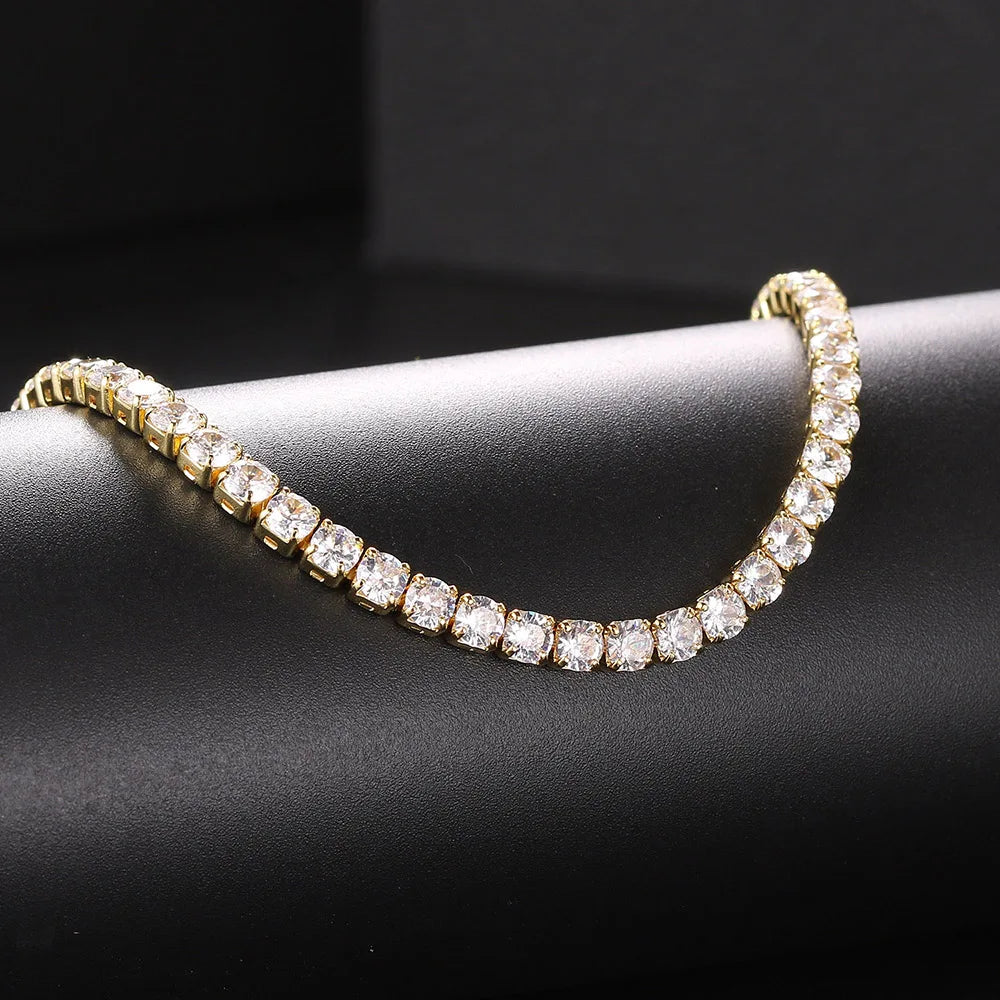 Luxury Iced Out Tennis Chain Choker Necklace – Cubic Zircon Crystal Hip Hop Jewelry for Women OHN016