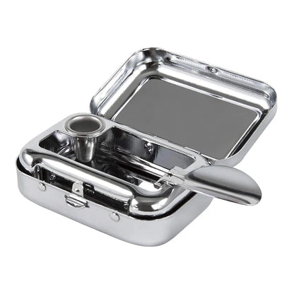Mini Portable Metal Cigarette Ashtray with Lockable Lid - Fashion Desktop Ash Case - Pocket Ashtray Gift for Men